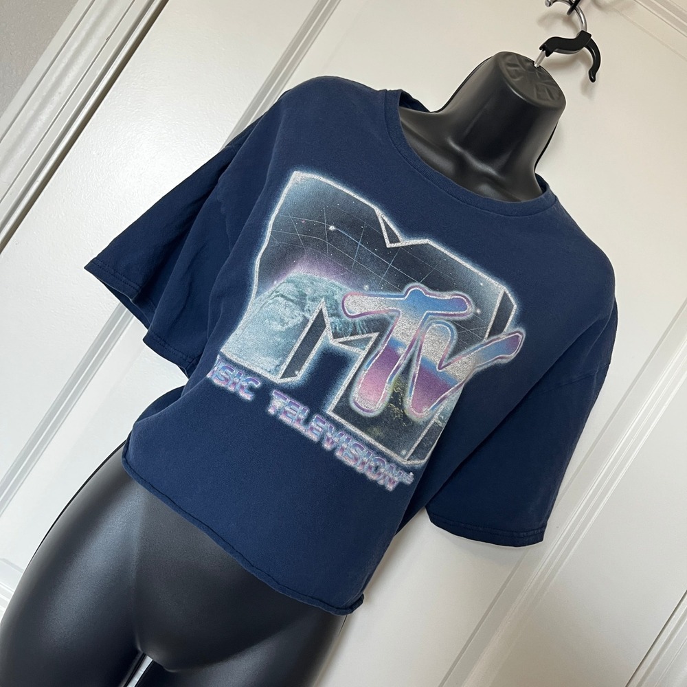 Women's Blue MTV Crop Top XL